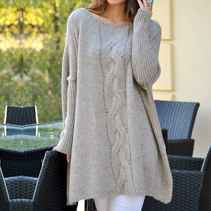 Pullover Knitted Sweater Women Batwing Sleeve Pull Femme 2021 Autumn Winter New Solid Color Loose Casual Long Knitwear Sweaters
Pullover Knitted Sweater Women Batwing Sleeve Pull Femme 2021 Autumn Winter New Solid Color Loose Casual Long Knitwear Sweaters