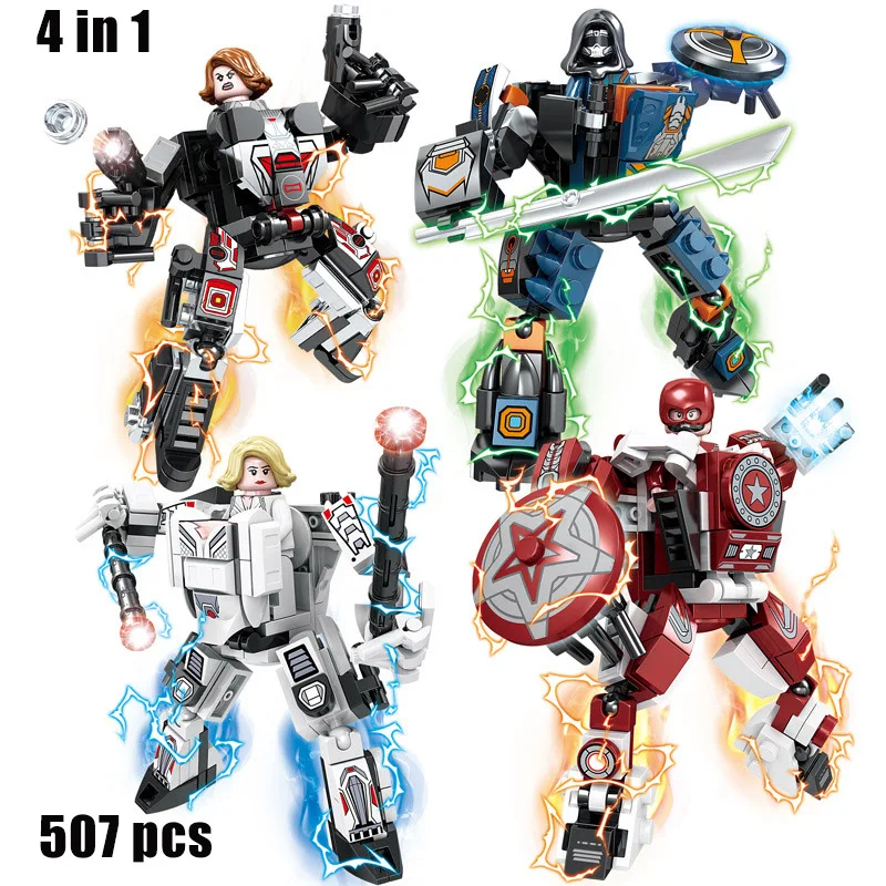 2021 new superhero series classic movie hero mech robot 4 in 1 building block model set children's toys children's gifts 
2021 new superhero series classic movie hero mech robot 4 in 1 building block model set children's toys children's gifts