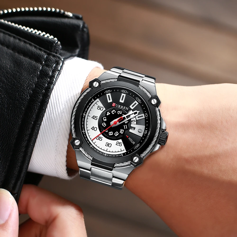 CURREN Watch Silver and Black Watches Men's Quartz Wristwatch Stainless Steel Band Fashion Clock Male Watch Man Style Reloj
CURREN Watch Silver and Black Watches Men's Quartz Wristwatch Stainless Steel Band Fashion Clock Male Watch Man Style Reloj