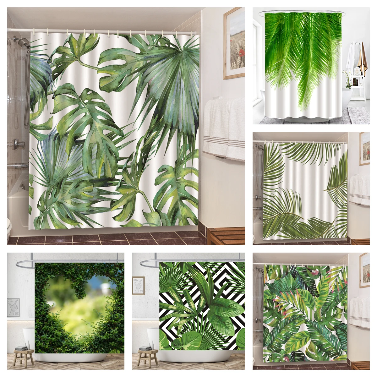 Tropical Green Plant Leaf Palm Cactus Shower Curtain with Hooks Tree Waterproof Polyester Fabric Bathroom Curtain Forest Scenery
Tropical Green Plant Leaf Palm Cactus Shower Curtain with Hooks Tree Waterproof Polyester Fabric Bathroom Curtain Forest Scenery