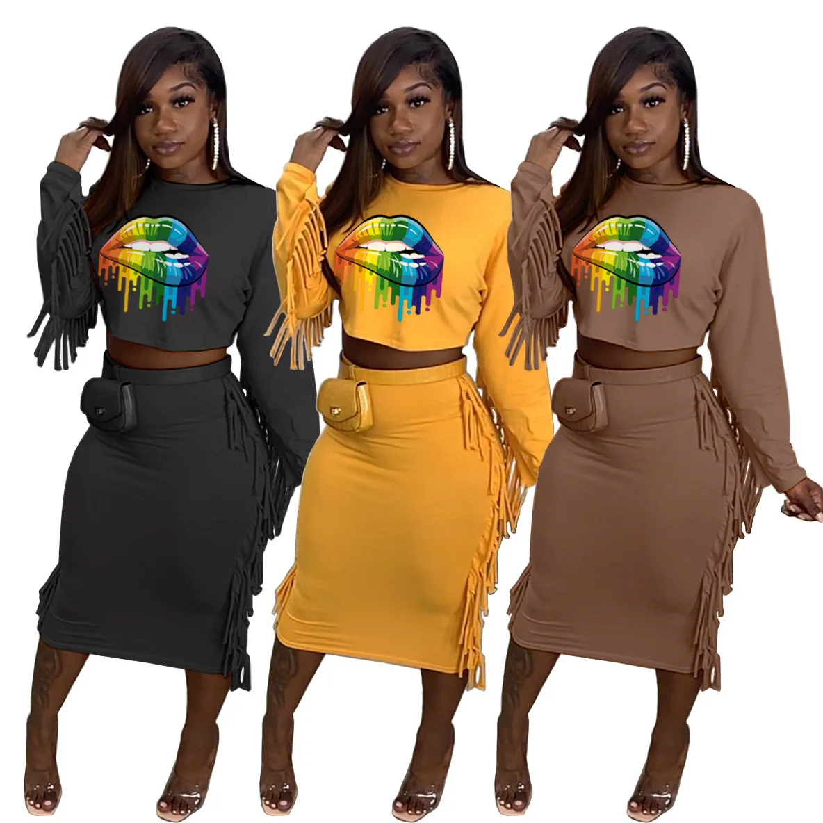 RStylish Winter Streetwear Lip Print Long Sleeve T Shirt Tassel Crop Top Midi Skirt Matching Two Piece Set
RStylish Winter Streetwear Lip Print Long Sleeve T Shirt Tassel Crop Top Midi Skirt Matching Two Piece Set