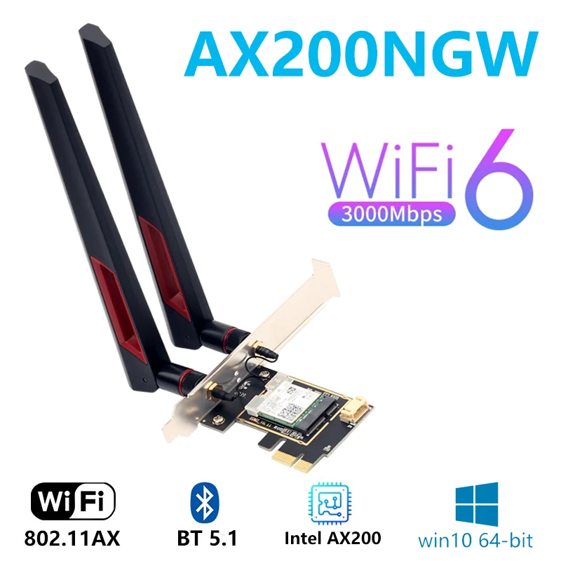 Dual band Intel AX200 wireless PCIE 2400mbps 802.11AX Wi Fi 6 desktop network card Bluetooth 5.1 | Компьютеры и офис