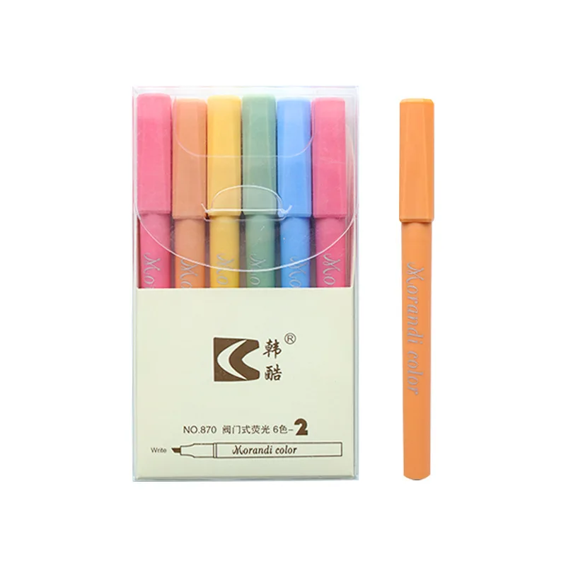 6pcs Morandi Color Highlighter Pen Set Valve Type Vintage Fluorescent Marker Liner Highlighting Paper Fax Drawing Office A6254
6pcs Morandi Color Highlighter Pen Set Valve Type Vintage Fluorescent Marker Liner Highlighting Paper Fax Drawing Office A6254