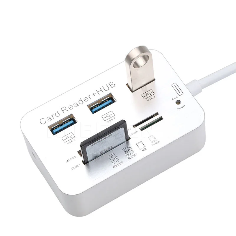New Hot 3 Port USB Multi-In-1 Hub MS SD M2 TF Memory Card Reader Aluminum Adapter
New Hot 3 Port USB Multi-In-1 Hub MS SD M2 TF Memory Card Reader Aluminum Adapter