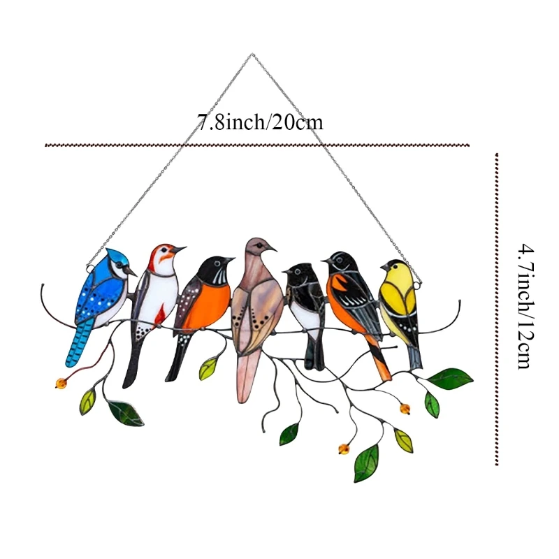 Multicolor Stained Birds on Wire Acrylic Suncatcher Window Panel Hanging Pendant Ornaments for Wall Home Decorations
Multicolor Stained Birds on Wire Acrylic Suncatcher Window Panel Hanging Pendant Ornaments for Wall Home Decorations