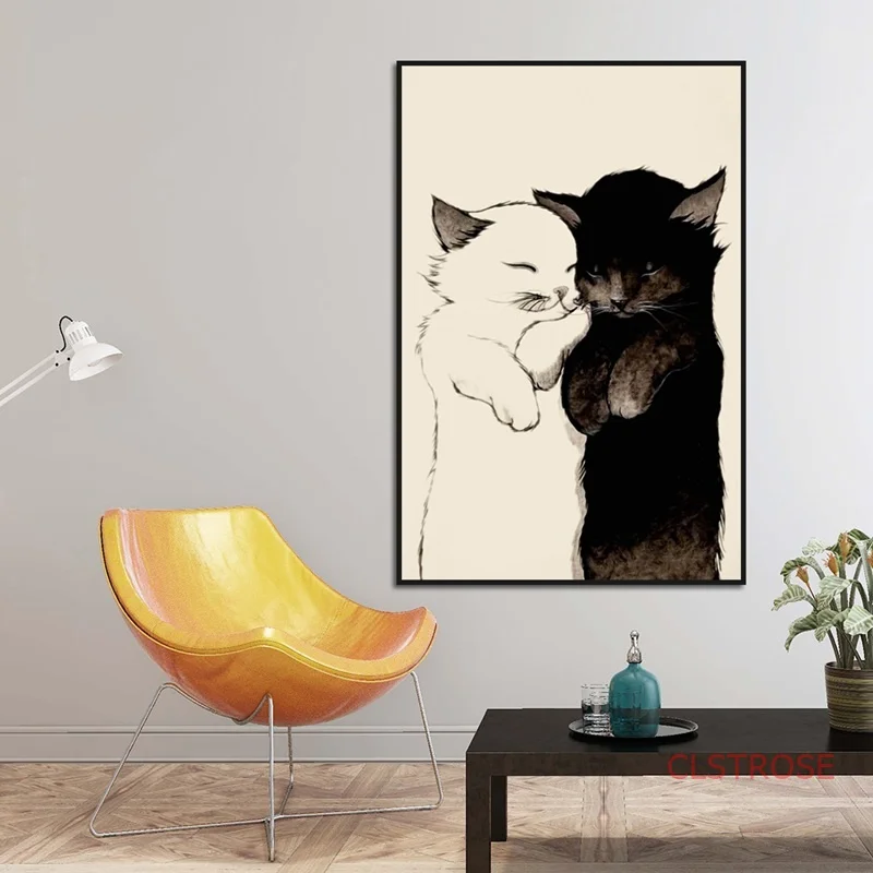 Animals Canvas Painting Black White Lovely Cat Hug Wall Art Poster and Print for Bedroom Dining Room Home Wall Decor Picture
Animals Canvas Painting Black White Lovely Cat Hug Wall Art Poster and Print for Bedroom Dining Room Home Wall Decor Picture