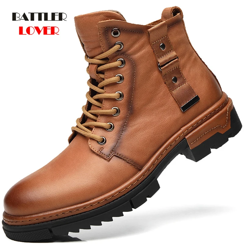 

Genuine Cow Leather Martin Boots For Men 2021 New British Style Tooling Shoes Male Desert Wolf Boot Hombre Trend Winter Footwear