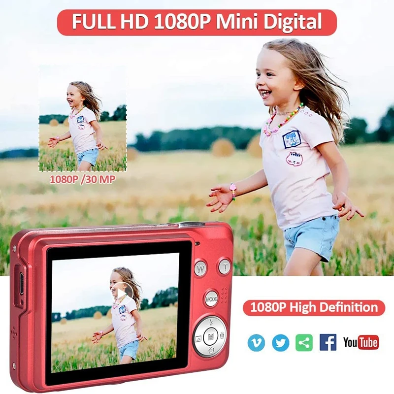 HD 1080P Digital Camera 30 MP Mini 2.7 Inch LCD Screen Camera with 8X Digital Zoom,Compact Cameras for Adult,Teens
HD 1080P Digital Camera 30 MP Mini 2.7 Inch LCD Screen Camera with 8X Digital Zoom,Compact Cameras for Adult,Teens
