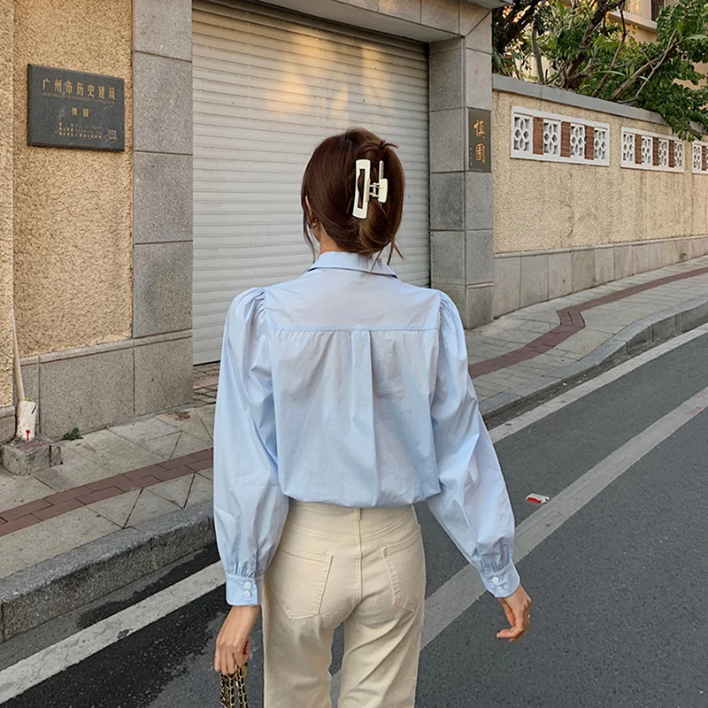 Spring Korean Style Lapel Shirt Female Temperament Fold Design Solid Long Sleeve Shirt Plus Size Blouse Lantern Sleeve
Spring Korean Style Lapel Shirt Female Temperament Fold Design Solid Long Sleeve Shirt Plus Size Blouse Lantern Sleeve
