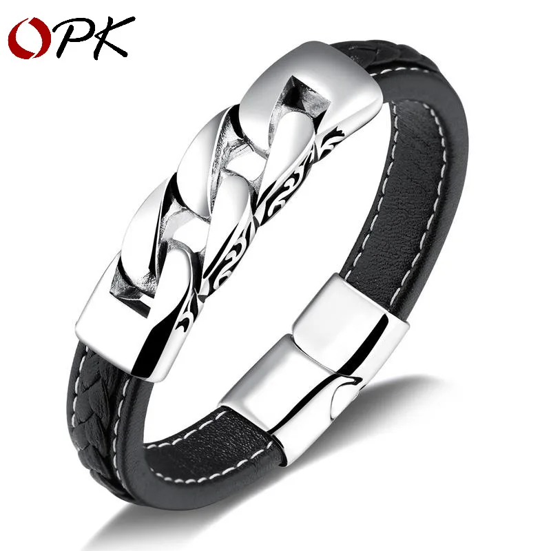 OPK exquisite jewelry hand decoration titanium steel men's Leather Bracelet punk style bracelet fashion men's Leather Bracelet
OPK exquisite jewelry hand decoration titanium steel men's Leather Bracelet punk style bracelet fashion men's Leather Bracelet