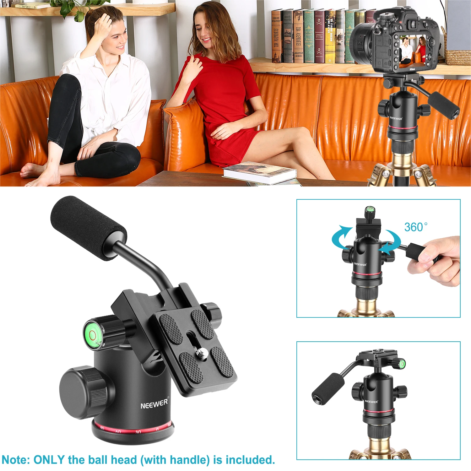 Neewer Heavy Duty Camera Tripod Ball Head Handle 1/4 inch Quick Shoe Plate 360 Degree Panoramic Head Tripod Monopod DSLR Camera
Neewer Heavy Duty Camera Tripod Ball Head Handle 1/4 inch Quick Shoe Plate 360 Degree Panoramic Head Tripod Monopod DSLR Camera