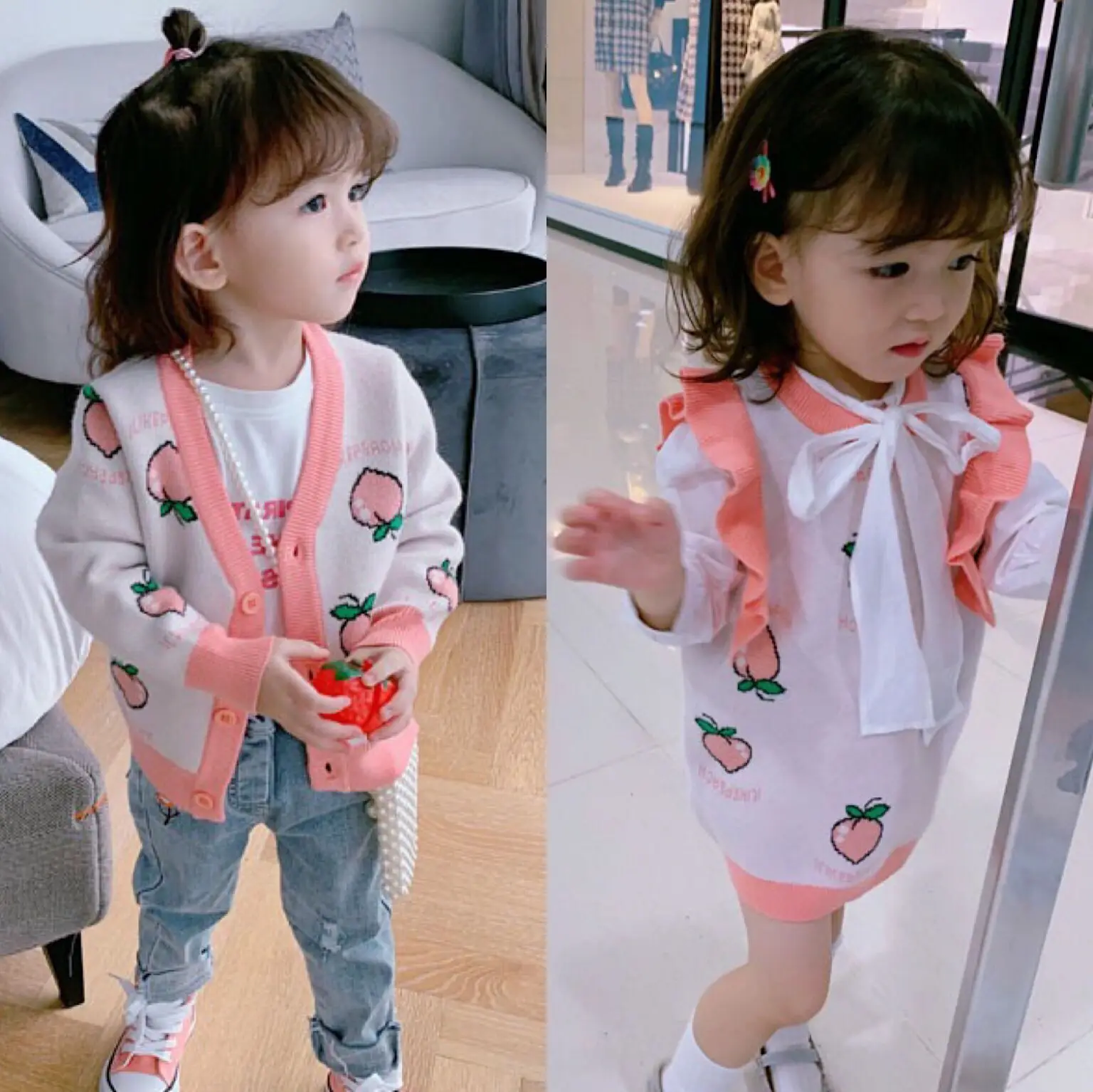 Spring/Autumn Girl Sweet Knit Suit Children's Knit Skirt + Small Cardigan Cute Peach Two-piece Children's Clothing
Spring/Autumn Girl Sweet Knit Suit Children's Knit Skirt + Small Cardigan Cute Peach Two-piece Children's Clothing