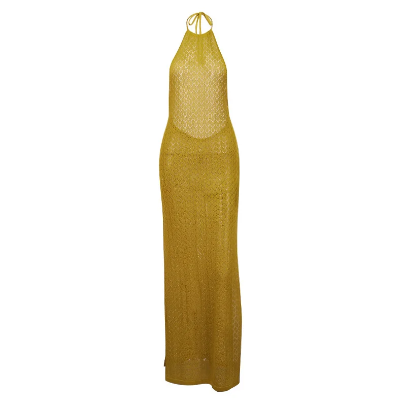 2021 Summer Dress Women's Sexy Hollow Halter Neck Strap Backless Split Beach Holiday Maxi Long Dress Fashion Party Sundress
2021 Summer Dress Women's Sexy Hollow Halter Neck Strap Backless Split Beach Holiday Maxi Long Dress Fashion Party Sundress