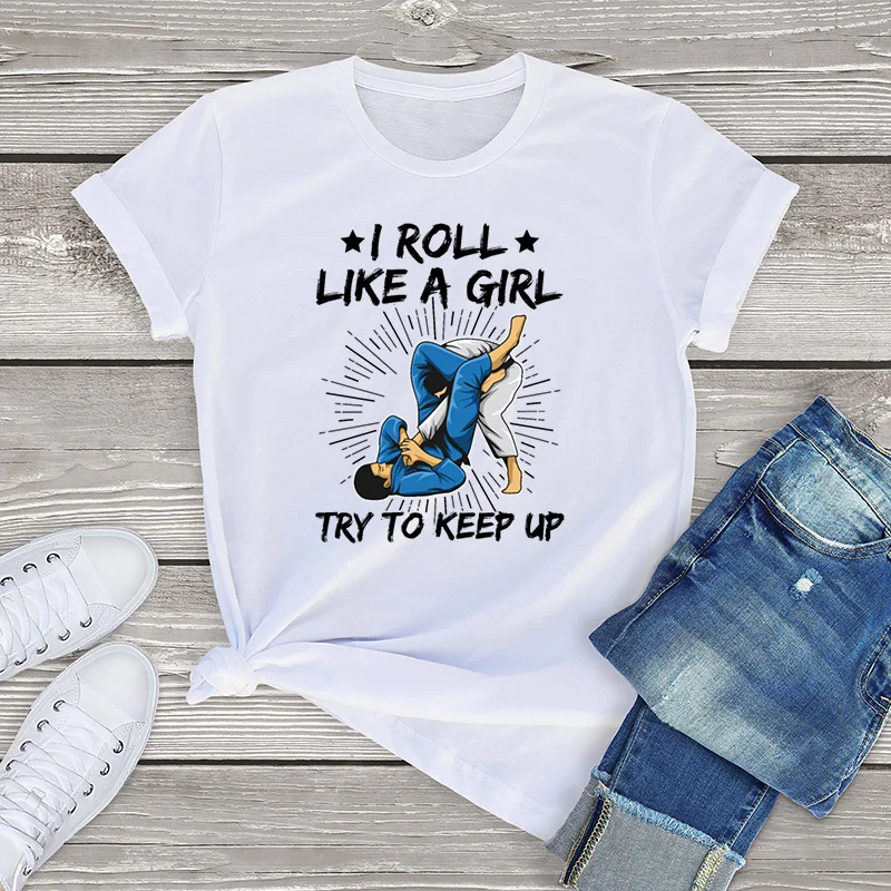100% хлопковая футболка женская одежда топы унисекс I Roll Like A Girl попробуйте надеть