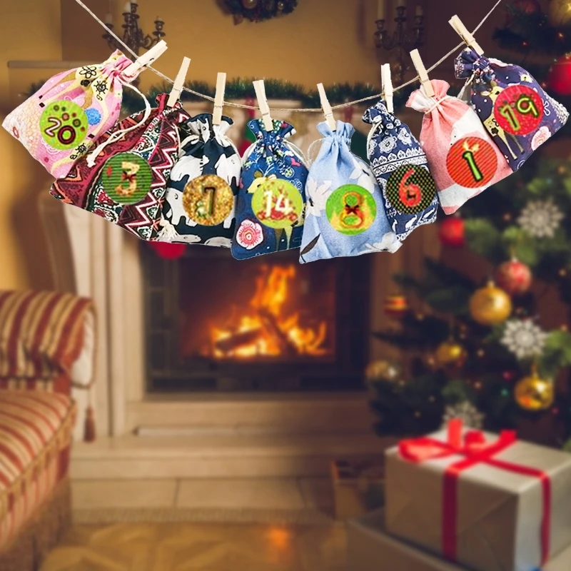 K3NA 24pcs/set Christmas Advent Calendar Gift Candy Bags with Stickers Clips Rope Birthday Wedding Party Decor
K3NA 24pcs/set Christmas Advent Calendar Gift Candy Bags with Stickers Clips Rope Birthday Wedding Party Decor