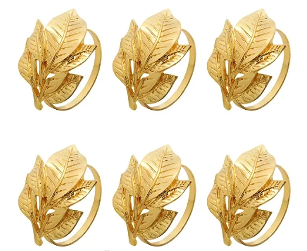 6PCS Gold Alloy Leaf Napkin Rings Adornment Holder for Home Kitchen Wedding Christmas Parties Dinner Table 
6PCS Gold Alloy Leaf Napkin Rings Adornment Holder for Home Kitchen Wedding Christmas Parties Dinner Table