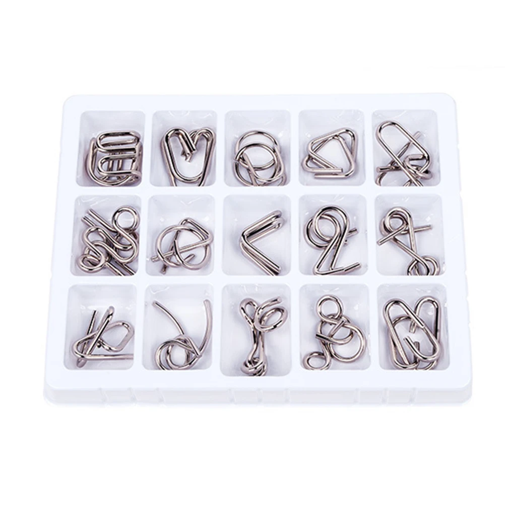 15 Pcs/Set 3D Metal Puzzle Kids Montessori Learning Education Materials Toy IQ Mind Brain Teaser Puzzles For Kids Christmas Gift
15 Pcs/Set 3D Metal Puzzle Kids Montessori Learning Education Materials Toy IQ Mind Brain Teaser Puzzles For Kids Christmas Gift