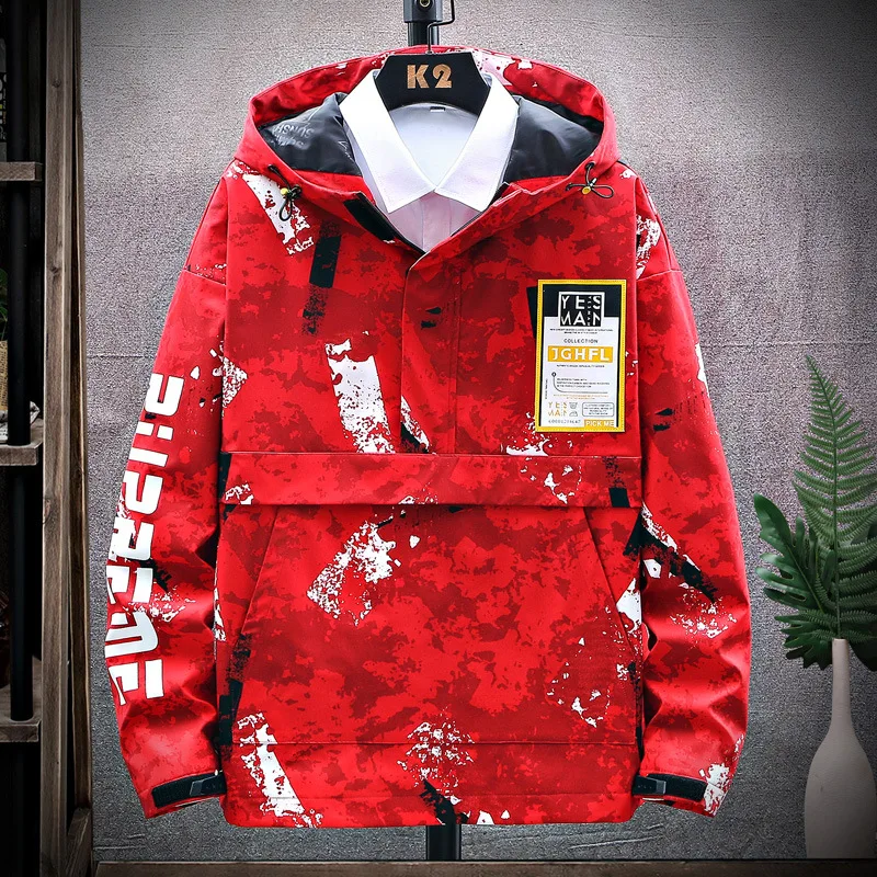 2021 Spring and Autumn Jacket Men's Hip-hop Handsome Men's Youth Jacket Super Hot Ins Camouflage Hooded Top Five Colors Optional