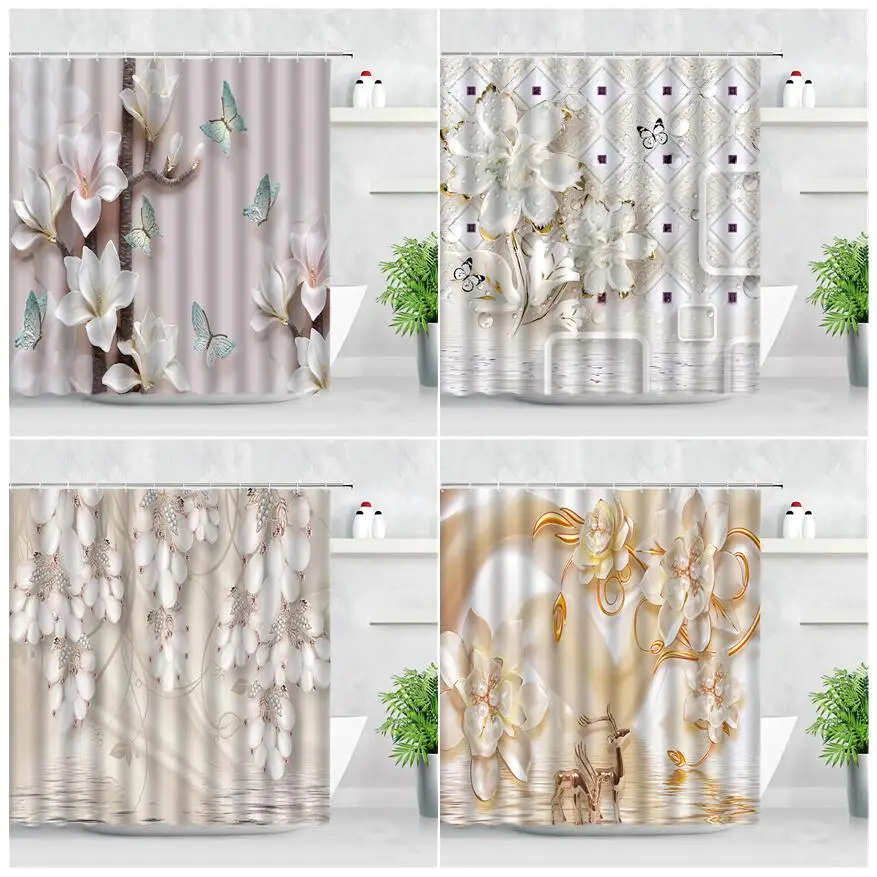 3D Relief Magnolia Flower Shower Curtains Butterfly Diamond Deer Floral Printing Modern Simple Home Bathroom Decor Hooks Curtain
3D Relief Magnolia Flower Shower Curtains Butterfly Diamond Deer Floral Printing Modern Simple Home Bathroom Decor Hooks Curtain