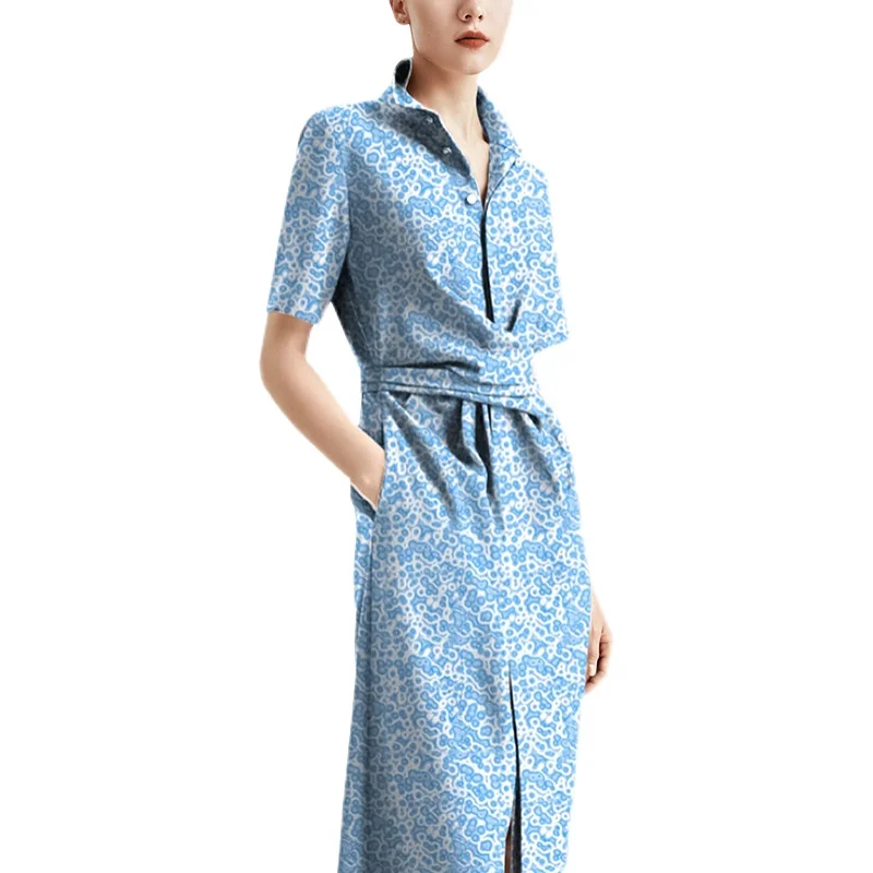 2021 Polo Neck Summer Midi Long Blouse Dress A-Line Party vestido de festa Dresses Women Casual Elegant Office Vestidosb133
2021 Polo Neck Summer Midi Long Blouse Dress A-Line Party vestido de festa Dresses Women Casual Elegant Office Vestidosb133