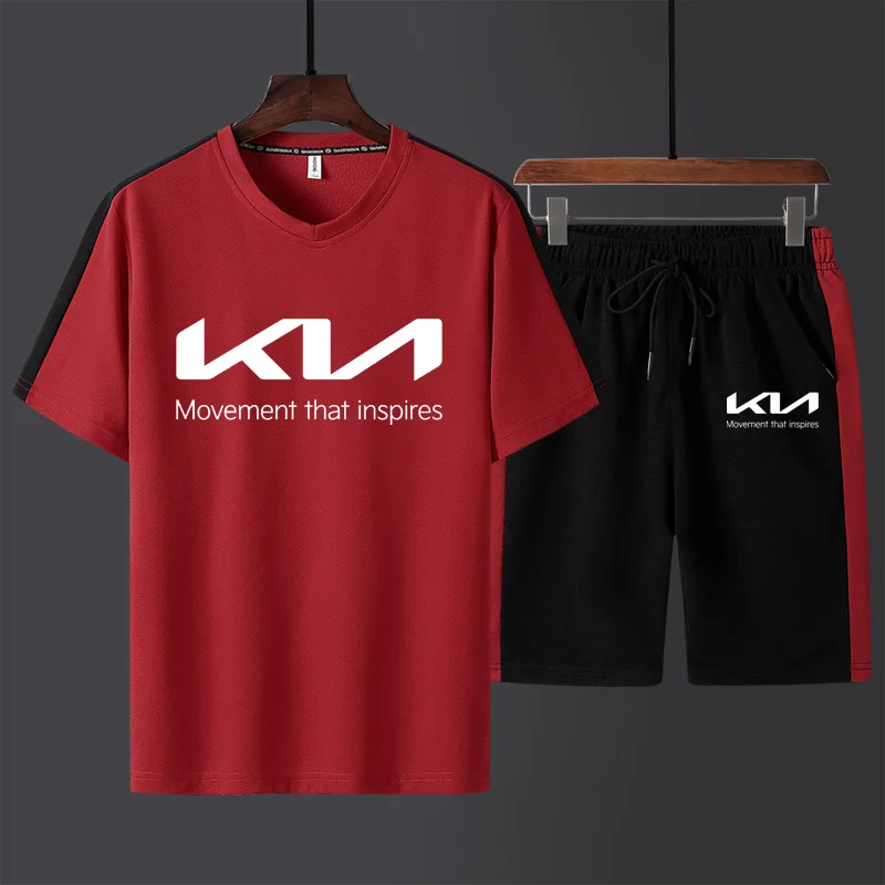 Summer Mens T-Shirt New KIA Casual Fashion Simple high quality Cotton Splicing O-neck Men's short sleeve+shorts 2-piece set
Summer Mens T-Shirt New KIA Casual Fashion Simple high quality Cotton Splicing O-neck Men's short sleeve+shorts 2-piece set