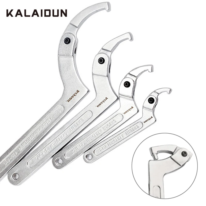 KALAIDUN Hook Wrench Adjustable Spanner Round Square Head C Shape Chrome Vanadium Screw Nuts Bolts Driver Hand Tools | Инструменты
