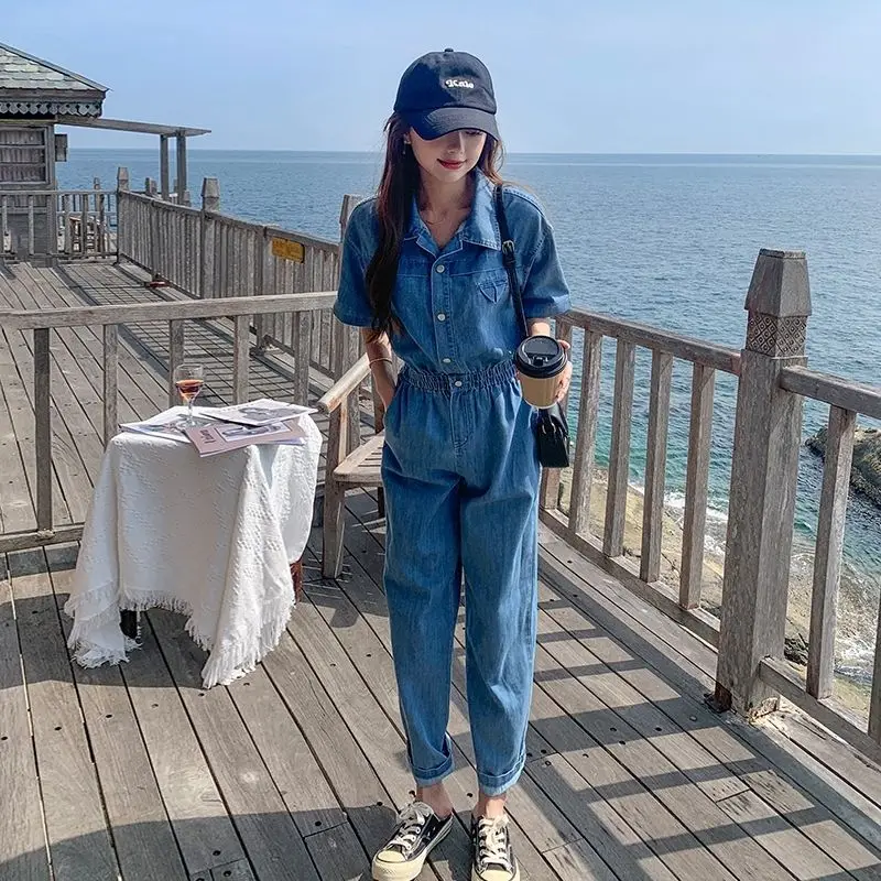 Short Sleeve Cowboy Jumpsuit Summer Fashion Jeans Loose Vintage Casual Straight Pants Women's High Waist Denim Overalls Trousers
Short Sleeve Cowboy Jumpsuit Summer Fashion Jeans Loose Vintage Casual Straight Pants Women's High Waist Denim Overalls Trousers