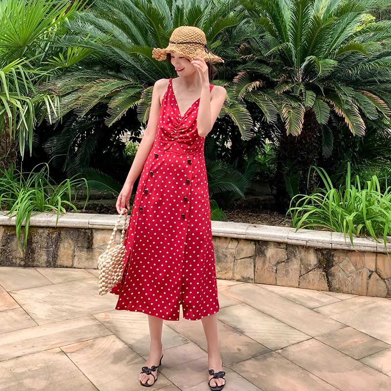 Runway 2021 Tropical Vintage Beach Dress Korean Red Long Polka Dot Women Sundress Summer Elegant Casual Party Vacation Tea Dress
Runway 2021 Tropical Vintage Beach Dress Korean Red Long Polka Dot Women Sundress Summer Elegant Casual Party Vacation Tea Dress