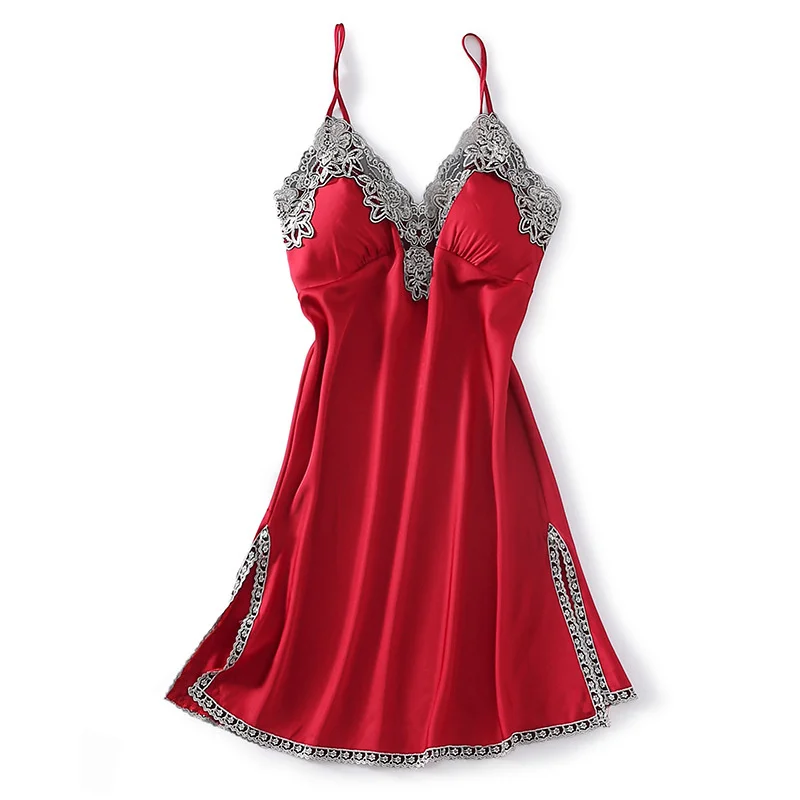 Night Dress Women Faxu Silk Lace Sexy Nightdress Floral Strap Nightgown Sexy Solid VNeck Spring Night Dressing Gown Home Clothes
Night Dress Women Faxu Silk Lace Sexy Nightdress Floral Strap Nightgown Sexy Solid VNeck Spring Night Dressing Gown Home Clothes
