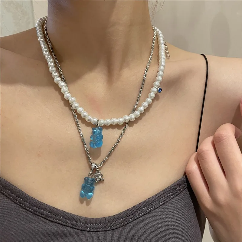 Sweet Creative Resin Colorful Cute Cartoon Bear Pendant Necklaces Lovely Animal Peach Heart Pearl Chains Choker Women Jewelry 
Sweet Creative Resin Colorful Cute Cartoon Bear Pendant Necklaces Lovely Animal Peach Heart Pearl Chains Choker Women Jewelry