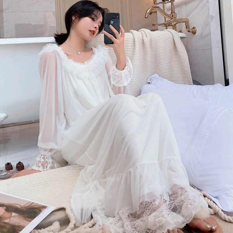 Lace Princess Nightdress Spring and Autumn Modal Court Nightgown Long Sleeve Leisure Tops Long Plus-sized sleepshirts
Lace Princess Nightdress Spring and Autumn Modal Court Nightgown Long Sleeve Leisure Tops Long Plus-sized sleepshirts