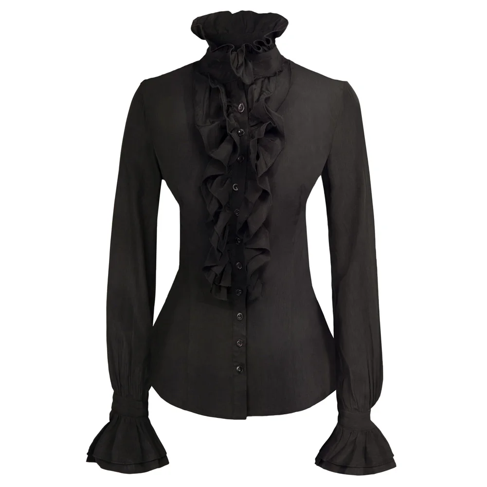 Women's vintage shirt retro fashion Ruffles Decorated Shirt Tops Medieval solid party ladies Long Sleeve Stand Collar blouse
Women's vintage shirt retro fashion Ruffles Decorated Shirt Tops Medieval solid party ladies Long Sleeve Stand Collar blouse