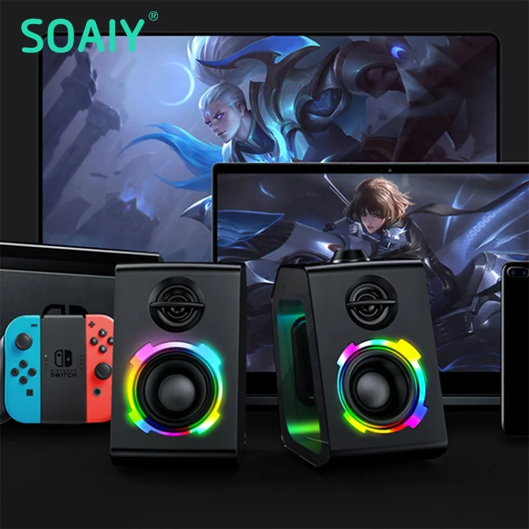 Настольный ПК SOAIY SH20 с RGB подсветкой, двойная колонка, Прозрачный Bluetooth-динамик, объемный стерео-динамик, активный компьютерный динамик
Настольный ПК SOAIY SH20 с RGB подсветкой, двойная колонка, Прозрачный Bluetooth-динамик, объемный стерео-динамик, активный компьютерный динамик