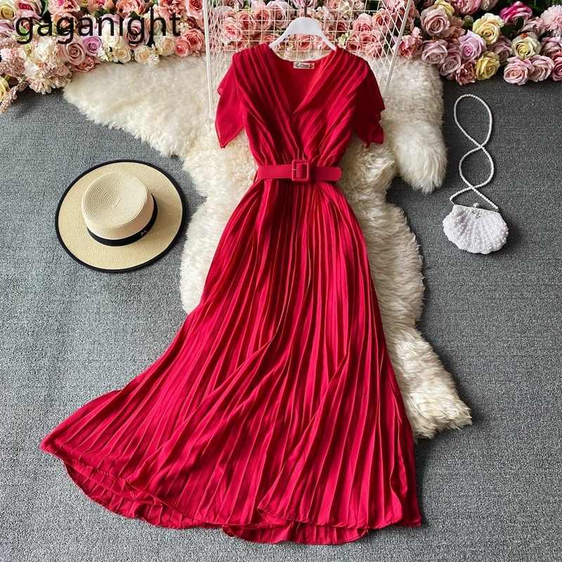 Gaganight Elegant Women Party Bodycon Dress Short Sleeve Solid A Line Sash Pleated Chic French Style Dresses Holiday Vestidos
Gaganight Elegant Women Party Bodycon Dress Short Sleeve Solid A Line Sash Pleated Chic French Style Dresses Holiday Vestidos