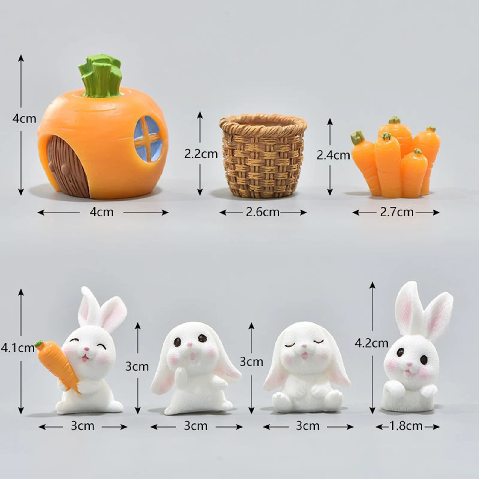 7pcs Cute Cartoon Bunny Carrot Rabbit House Miniatures Figurine Micro Landscape Terrarium Fairy Garden Decoration
7pcs Cute Cartoon Bunny Carrot Rabbit House Miniatures Figurine Micro Landscape Terrarium Fairy Garden Decoration