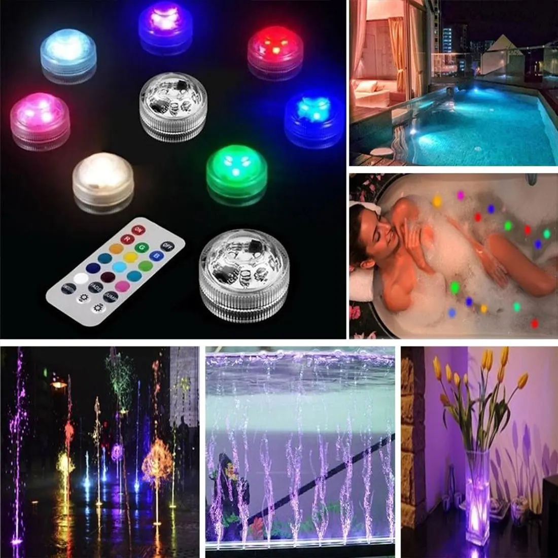 IP68 Водонепроницаемый цветная (RGB) подводная светодиодная ночной Светильник