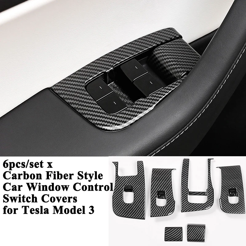 6pcs/set Carbon Fiber Style Car Window Control Switch Panel Cover Decoration Sticker Accessories for Tesla Model 3 2017-2020
6pcs/set Carbon Fiber Style Car Window Control Switch Panel Cover Decoration Sticker Accessories for Tesla Model 3 2017-2020