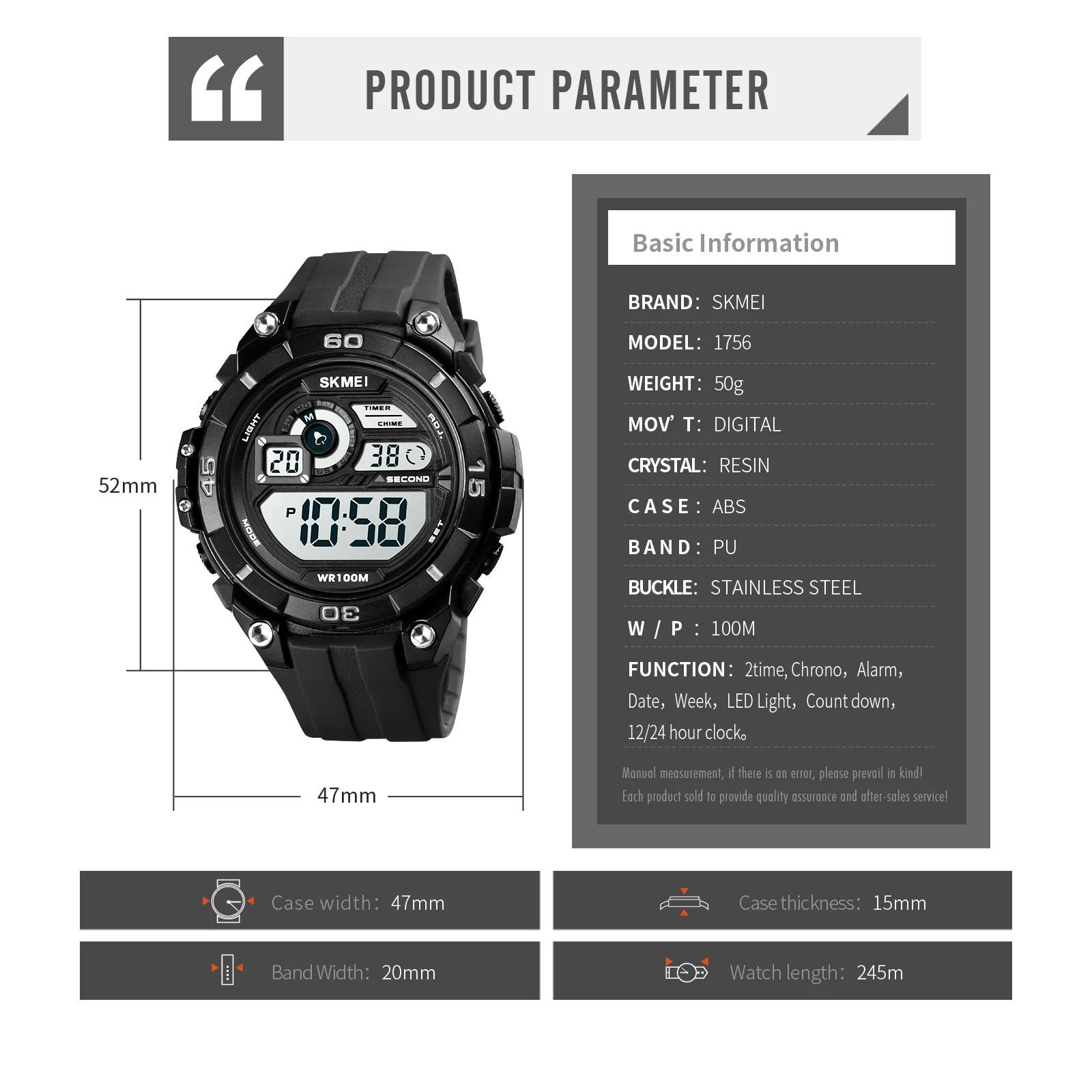 SKMEI Alarm Sport Men Digital Watch 100M Waterproof 2 Time Mens Wristwatches Count Down Mens Watches Hour relogio masculino 1756
SKMEI Alarm Sport Men Digital Watch 100M Waterproof 2 Time Mens Wristwatches Count Down Mens Watches Hour relogio masculino 1756
