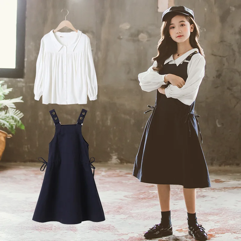 Vintage Strap Dress Top Autumn Spring Girls Two Pieces Casual Sets Tracksuit Children School Suits Kids Teenage Solid Color
Vintage Strap Dress Top Autumn Spring Girls Two Pieces Casual Sets Tracksuit Children School Suits Kids Teenage Solid Color