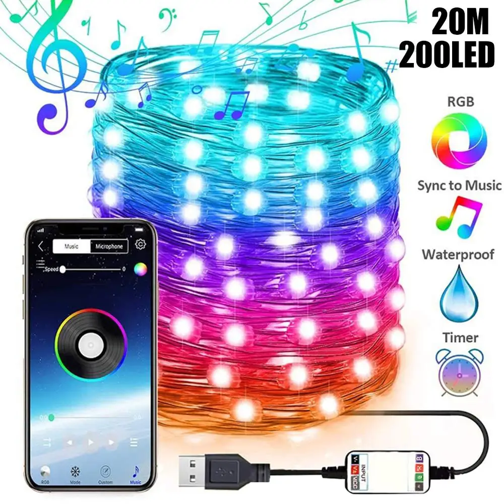 USB LED String Light Bluetooth Control Street garland String Lamp Waterproof Outdoor Fairy Lights for Christmas Tree Decoration
USB LED String Light Bluetooth Control Street garland String Lamp Waterproof Outdoor Fairy Lights for Christmas Tree Decoration