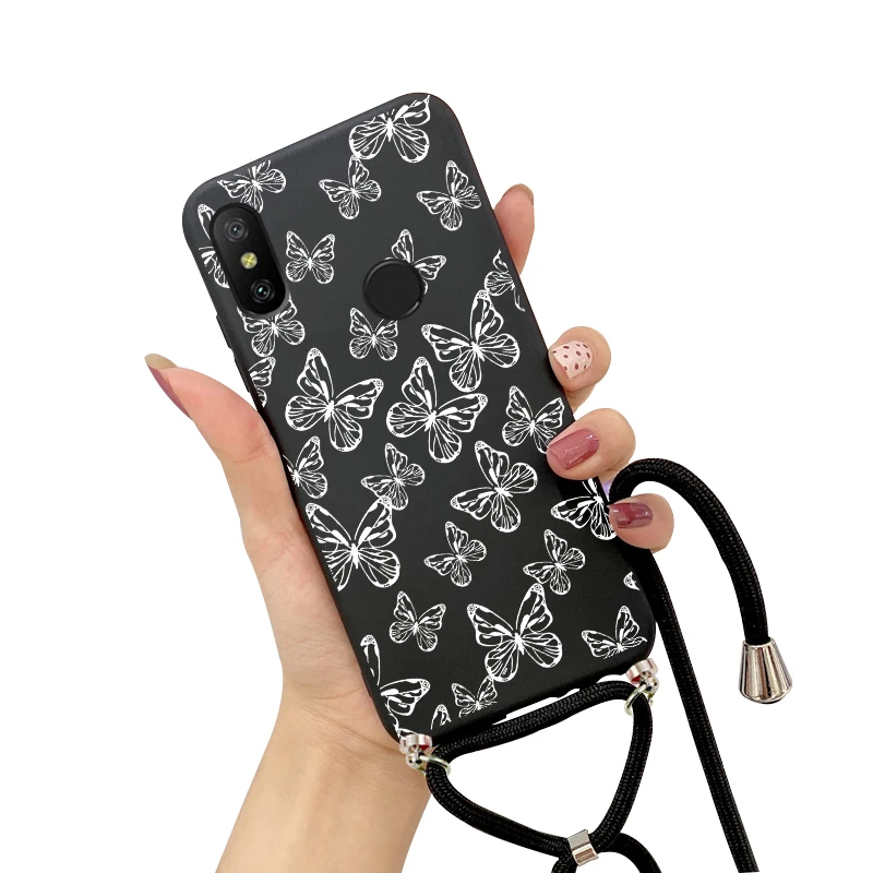 Силиконовый чехол со шнурком для Xiaomi Redmi Note 7 8 9 10 Pro 9S 9A 9C 8T 8A 7A 6A Mi 10T lite с