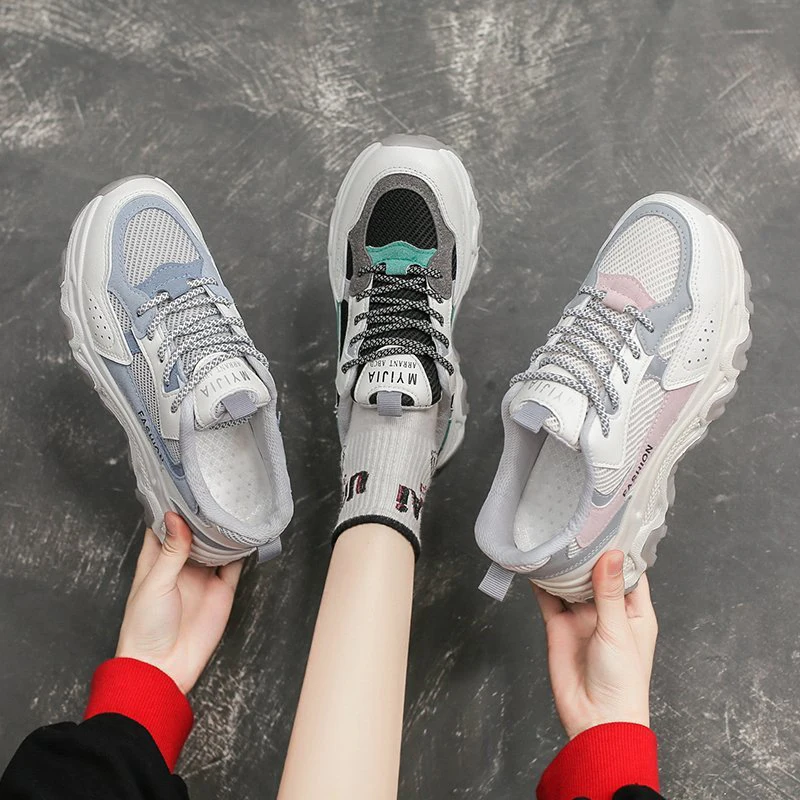 Soft Casual Platform Women Sneakers 2021 Spring Dad Shoes Lace Up Chunky Sneakers Fashion Breathable Summer Shoes Woman Trainers 
Soft Casual Platform Women Sneakers 2021 Spring Dad Shoes Lace Up Chunky Sneakers Fashion Breathable Summer Shoes Woman Trainers
