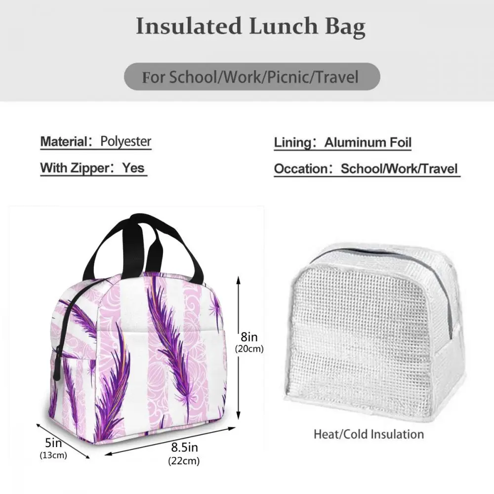 Portable Lunch Bag Pink Purple Feather Thermal Insulated Lunch Box Tote Cooler Bag Bento Pouch Lunch Container Food Storage Bag 
Portable Lunch Bag Pink Purple Feather Thermal Insulated Lunch Box Tote Cooler Bag Bento Pouch Lunch Container Food Storage Bag