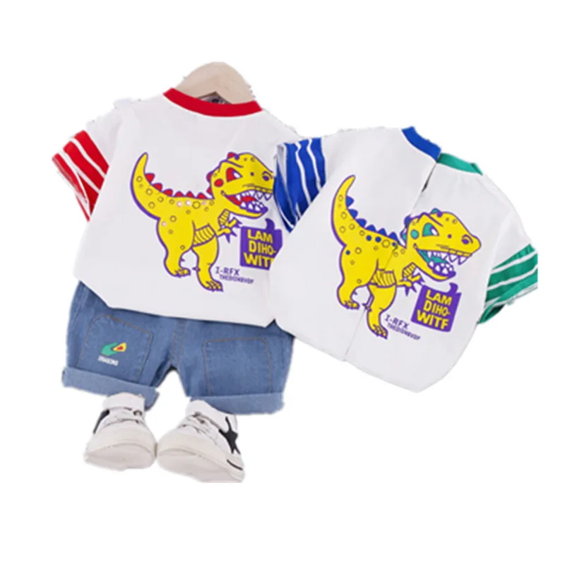 Summer Kids Children Clothing Short-sleeved Sets Cotton Dinosaur Boy Striped T-shirt + Pants Fashionable Two-piece Suit BT118
Summer Kids Children Clothing Short-sleeved Sets Cotton Dinosaur Boy Striped T-shirt + Pants Fashionable Two-piece Suit BT118