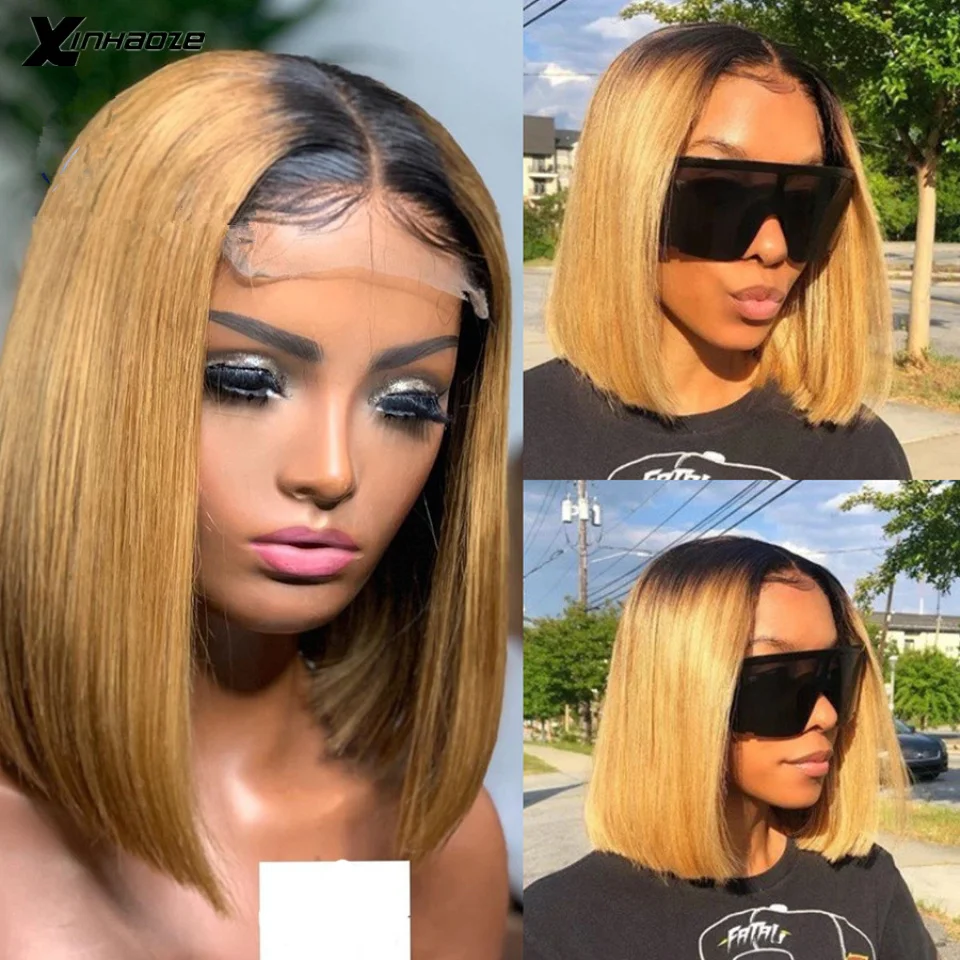 Honey Blonde Ombre Straight Short Bob Front Wig Brazilian Human Hair Part Lace Wig 4x4 Lace Closure Wig Remy Hair With Baby Hair 
Honey Blonde Ombre Straight Short Bob Front Wig Brazilian Human Hair Part Lace Wig 4x4 Lace Closure Wig Remy Hair With Baby Hair