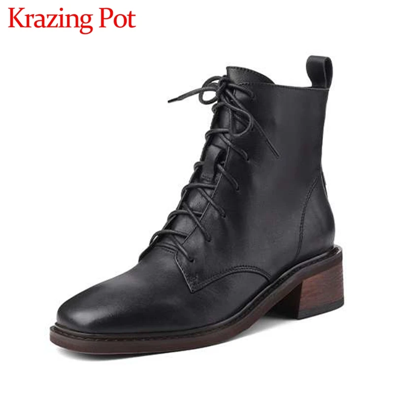 Ботильоны Krazing Pot из натуральной коровьей кожи с перекрестной шнуровкой, винтажные Зимние полусапожки на среднем каблуке, с круглым носком, ...
Ботильоны Krazing Pot из натуральной коровьей кожи с перекрестной шнуровкой, винтажные Зимние полусапожки на среднем каблуке, с круглым носком, ...