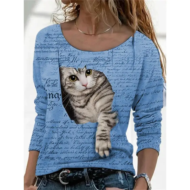 Cute Cartoon Cat Blue Women's T shirt Streetwear Casual Long Sleeve O-Neck Harajuku Tees Top Female 2021 New Autumn Clothing XXL
Cute Cartoon Cat Blue Women's T shirt Streetwear Casual Long Sleeve O-Neck Harajuku Tees Top Female 2021 New Autumn Clothing XXL