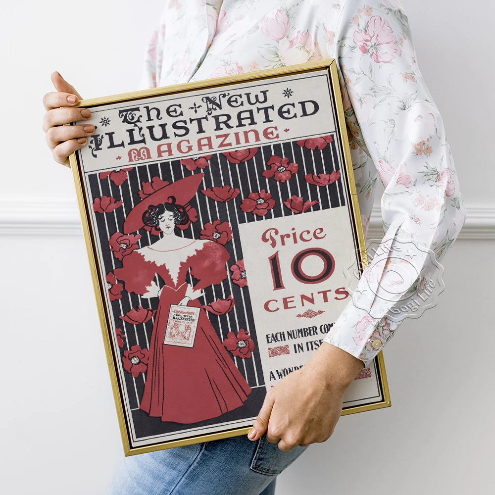 Ethel Reed Vintage Magazine Cover Poster, Flowers And Fashionably Dressed Woman Holding Magazine Retro Art Prints, Home Decor
Ethel Reed Vintage Magazine Cover Poster, Flowers And Fashionably Dressed Woman Holding Magazine Retro Art Prints, Home Decor