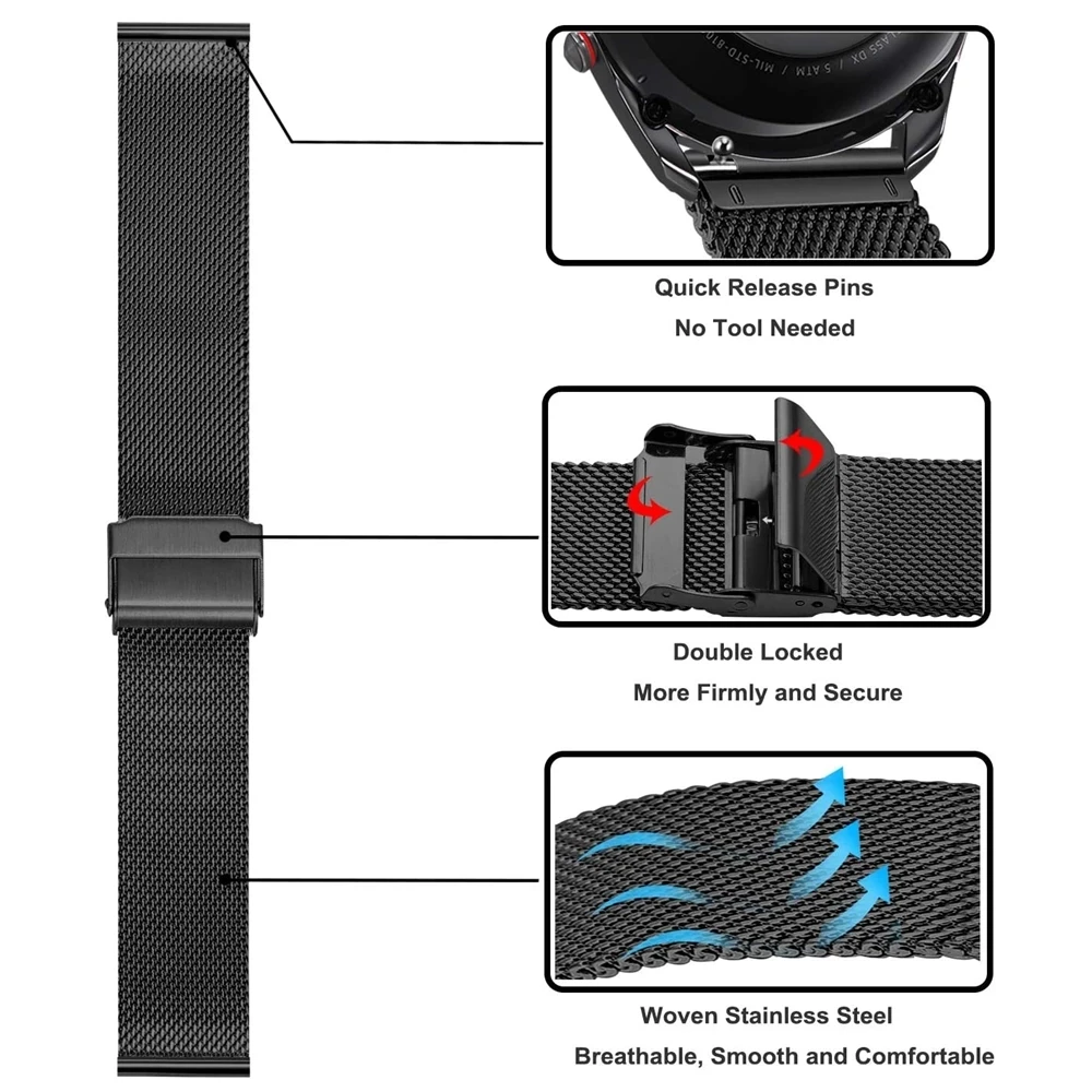 18mm 20mm 22mm Metal Strap for Samsung Galaxy Watch 3 Band 41mm 45mm Business Stainless Steel Mesh Galaxy Watch 46mm Bracelet
18mm 20mm 22mm Metal Strap for Samsung Galaxy Watch 3 Band 41mm 45mm Business Stainless Steel Mesh Galaxy Watch 46mm Bracelet