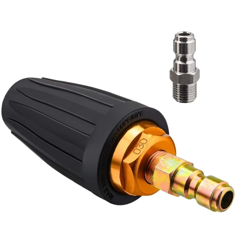 Pressure Washer Rotating Spray Turbo Nozzle Universal For Hot And Cold Water 3,000 Psi, 3.0 Orifice, 3.0 Gpm With 1/4 inch Quick
Pressure Washer Rotating Spray Turbo Nozzle Universal For Hot And Cold Water 3,000 Psi, 3.0 Orifice, 3.0 Gpm With 1/4 inch Quick